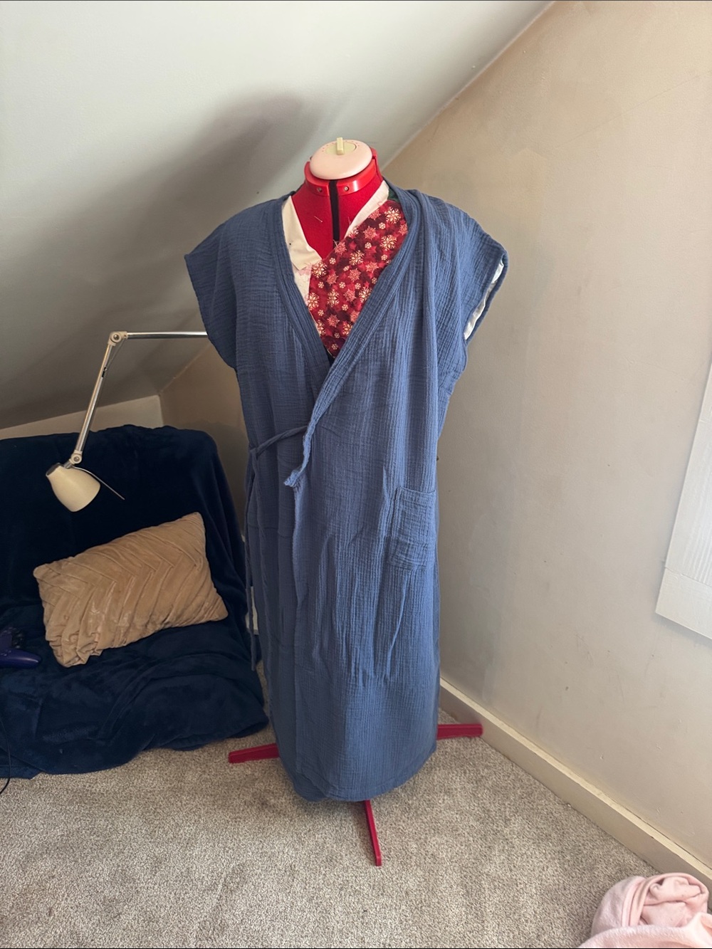 Odd Bird Aydin Blue Wrap Midi Dress - Picture 5 of 7